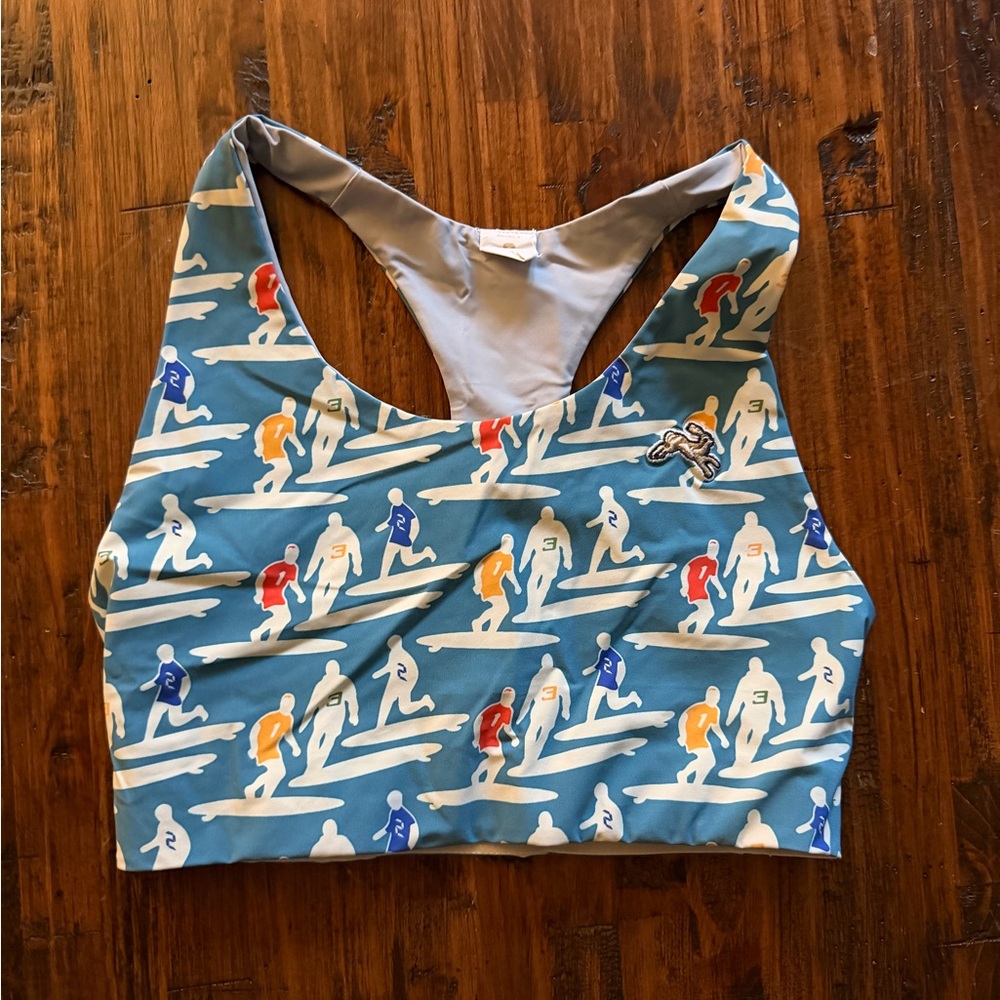 Tracksmith Run Cannon Ball Run bra Surf Pattern